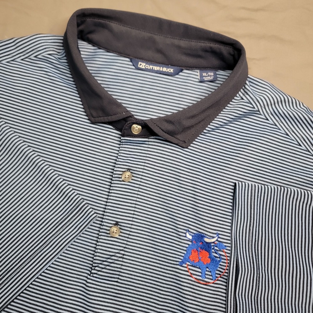 Birmingham Bulls Golf Polo Men's Large Blue Striped SPHL Hockey Retro Logo SS